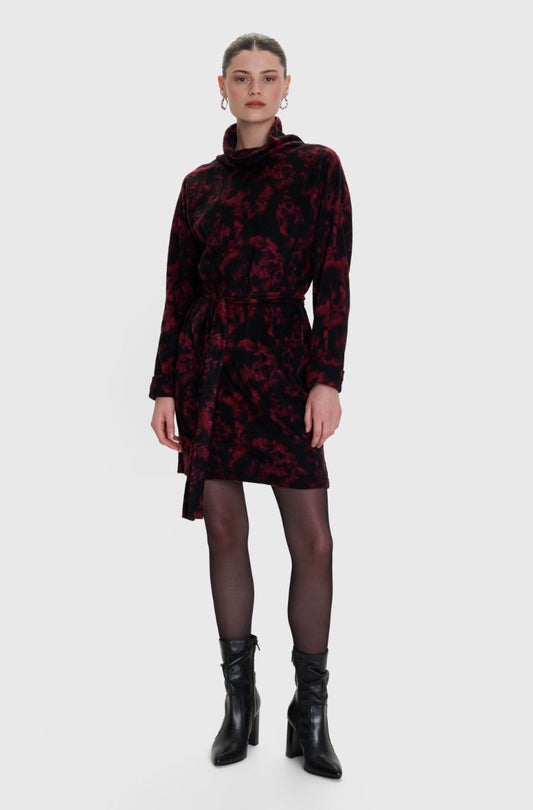 ALE - Fustan i shkurter i kuq me printe