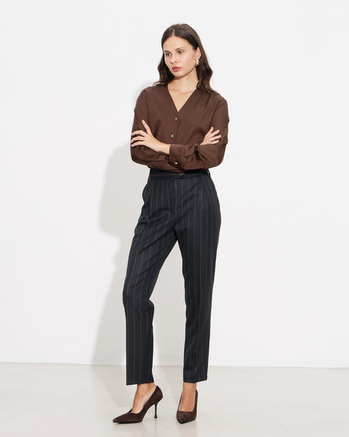 Passager - Pantallona blu ne prerje te drejte dhe me vija