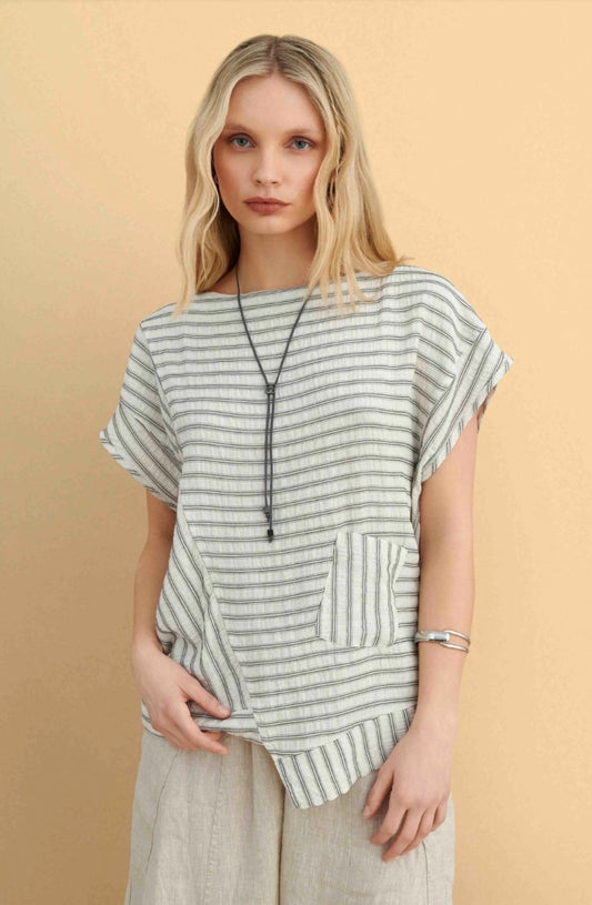 attrattivo - Bluze bezhe asimetrike me vija