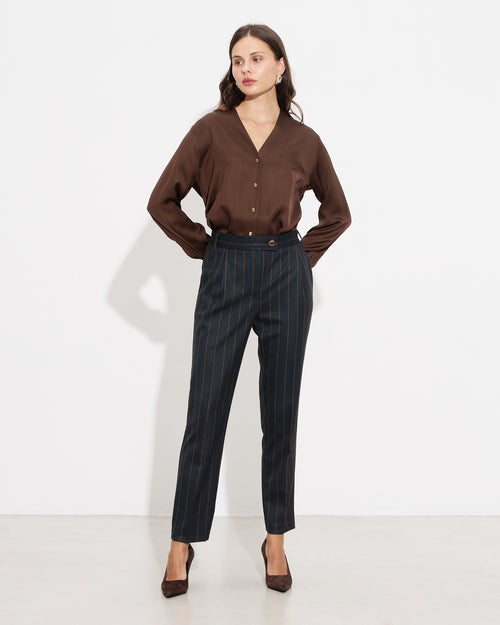 Passager - Pantallona blu ne prerje te drejte dhe me vija