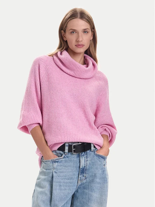 ONLY - Pulover roze dhe bezhe me golf