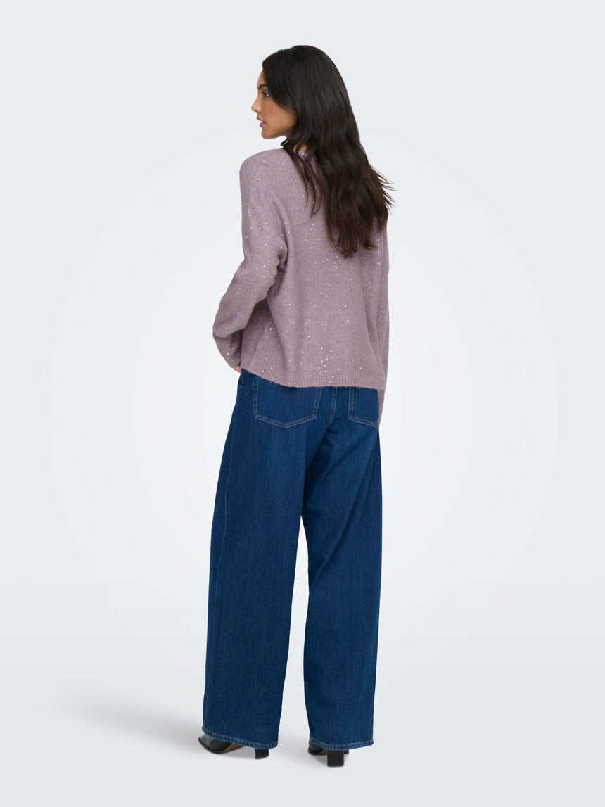 ONLY - Pulover roze , blu dhe gri me detaje xixash