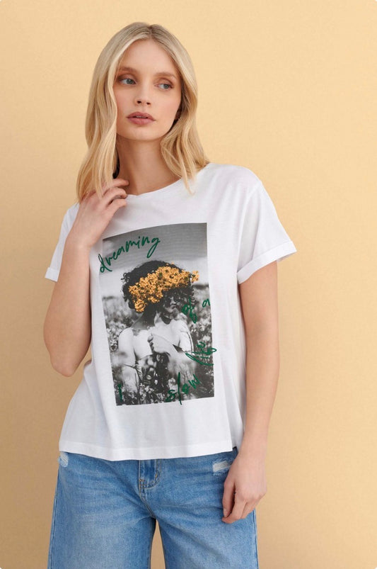 attrattivo - Bluze pambuku e bardhe me printe