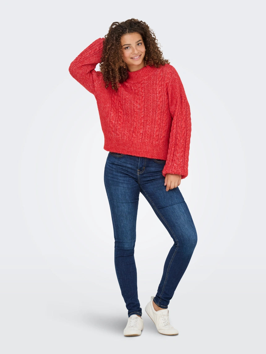 ONLY - Pulover e kuqe dhe kafe me thurje