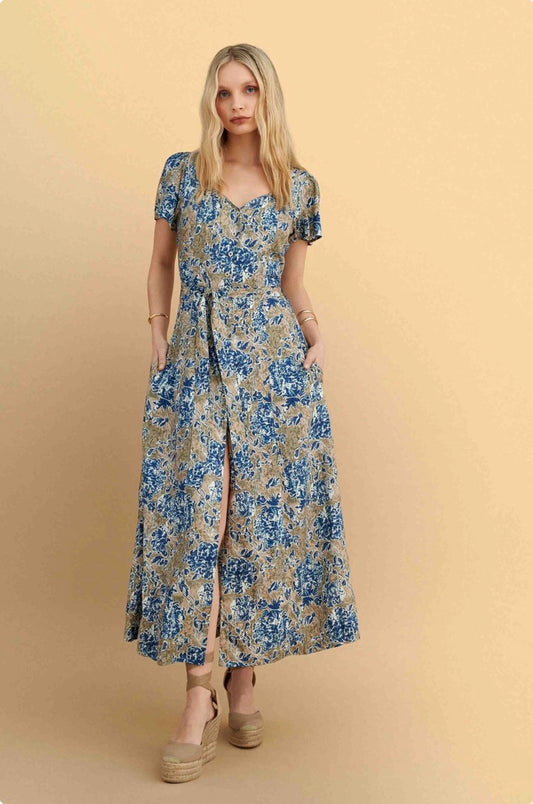 attrattivo - Fustan me rrip dhe printe florale