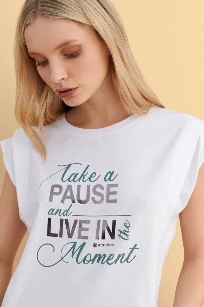 attrattivo - Bluze pambuku blu dhe e bardhe me printe