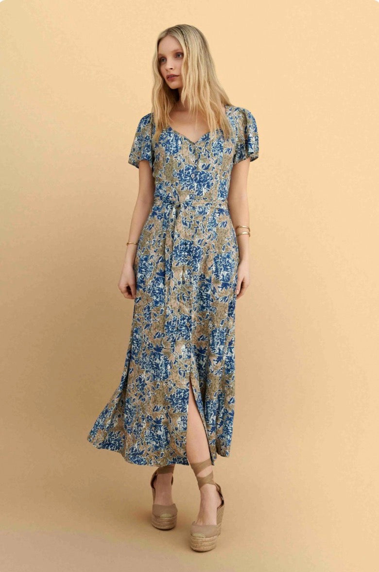 attrattivo - Fustan me rrip dhe printe florale