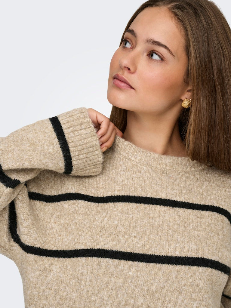 ONLY - Pulover bezhe dhe kafe me vija