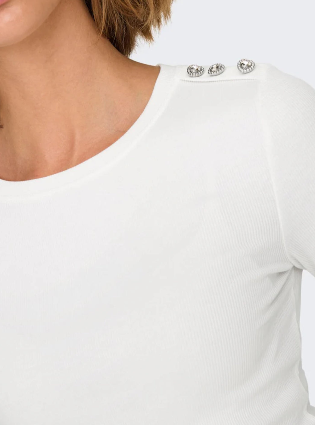 ONLY - Bluze pambuku e bardhe dhe e zeze me gure dekorues ne sup