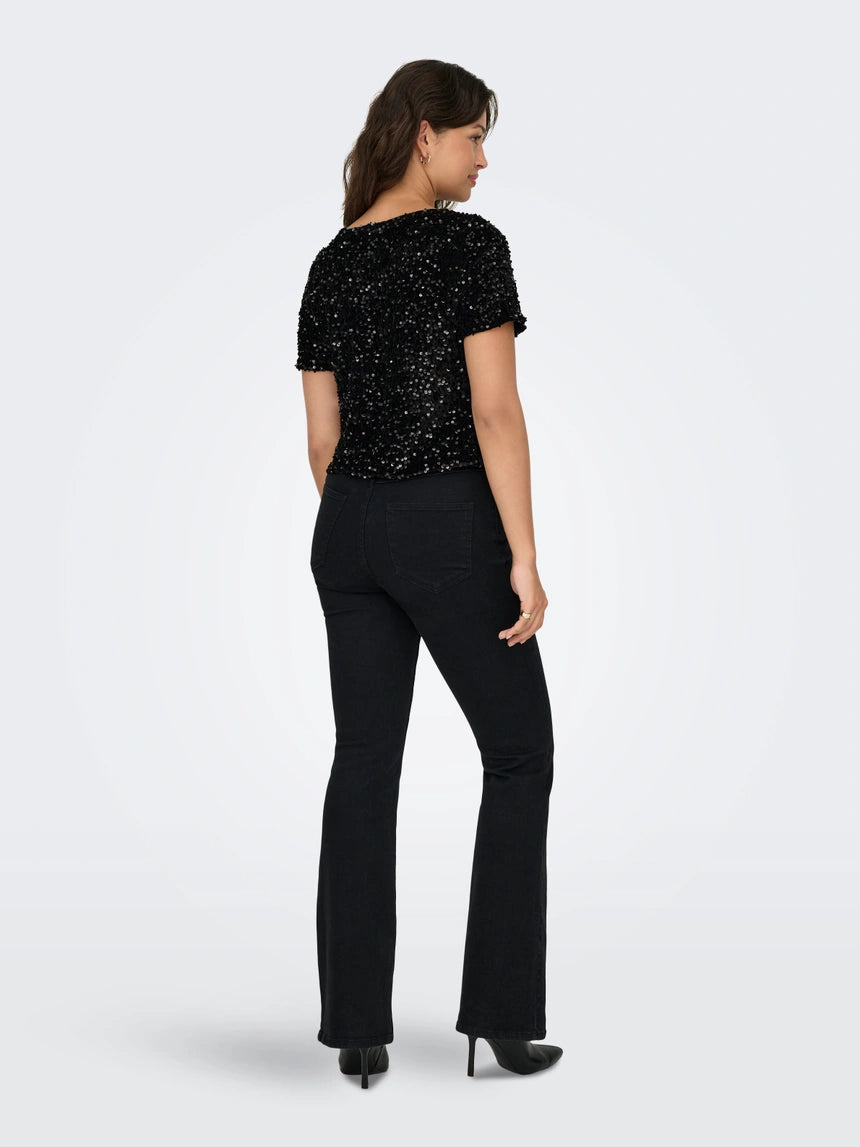 ONLY - Bluze vishnje, e zeze dhe gold me temina