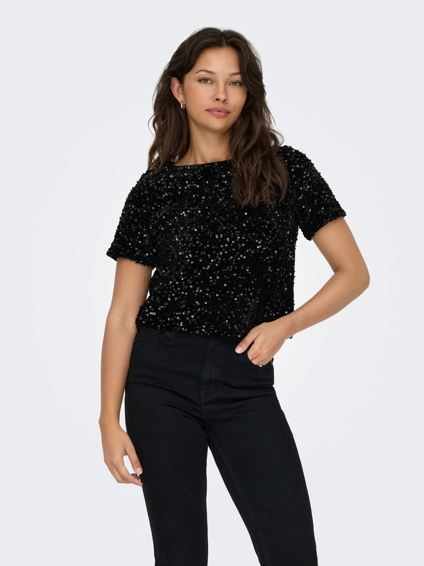 ONLY - Bluze vishnje, e zeze dhe gold me temina