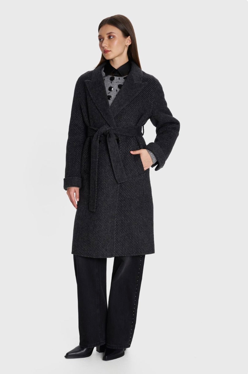 ALE - Pallto gri e gjate me lidhje