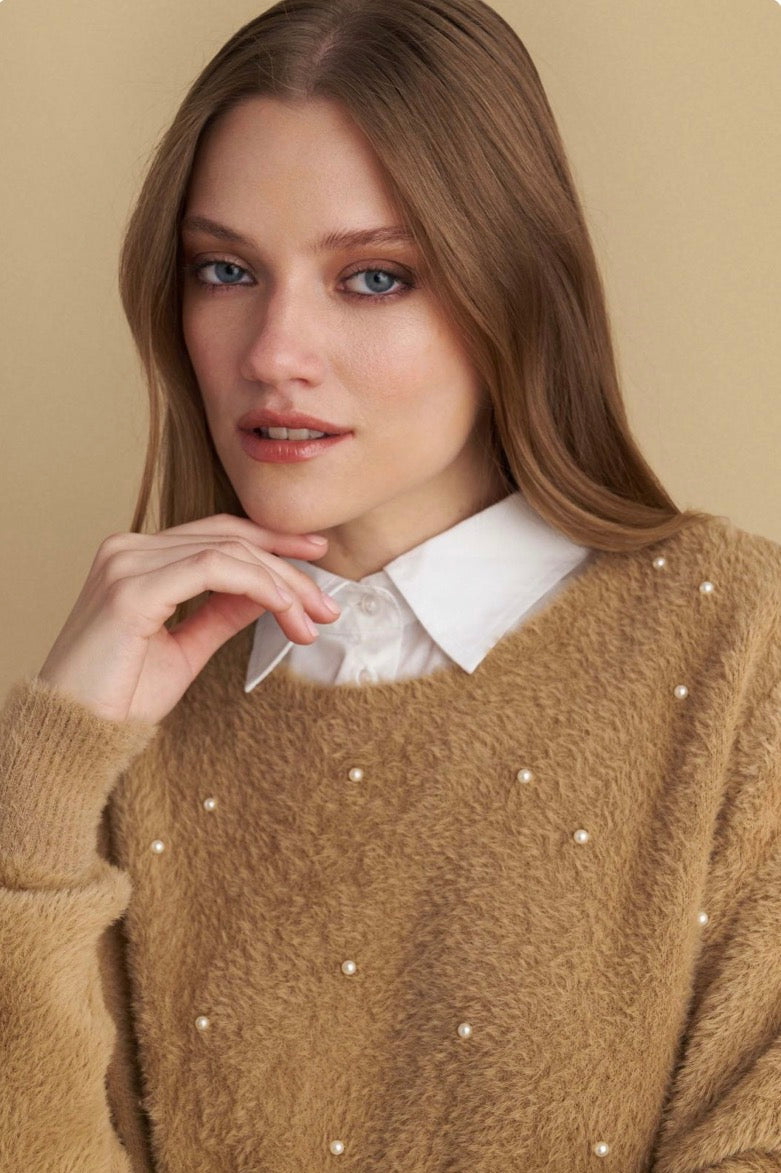 attrattivo - Pulover kafe me jake dekorative