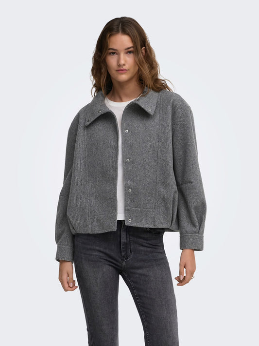 ONLY - Xhakete stofi stil bomber ne ngjyren gri dhe kafe