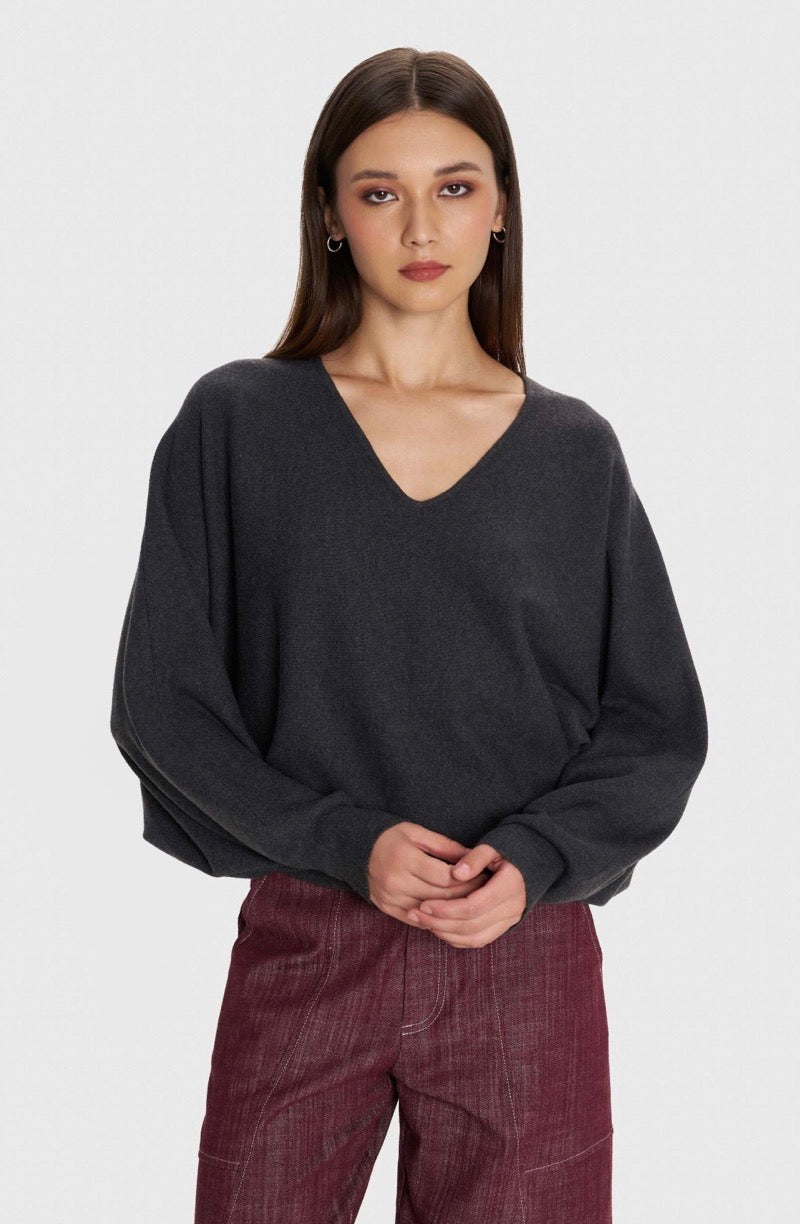 ALE - Pulover vishnje dhe gri me jake V