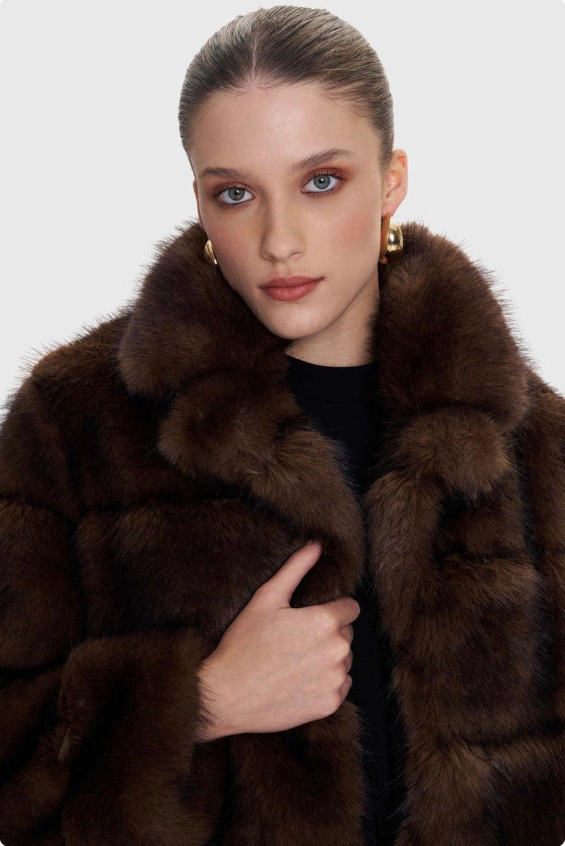 ALE - Pallto e shkurter kafe me pellush