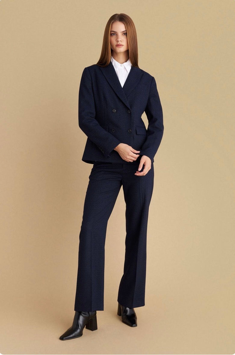 attrattivo - Kostum stofi blu xhakete dhe pantallona ne prerje te drejte