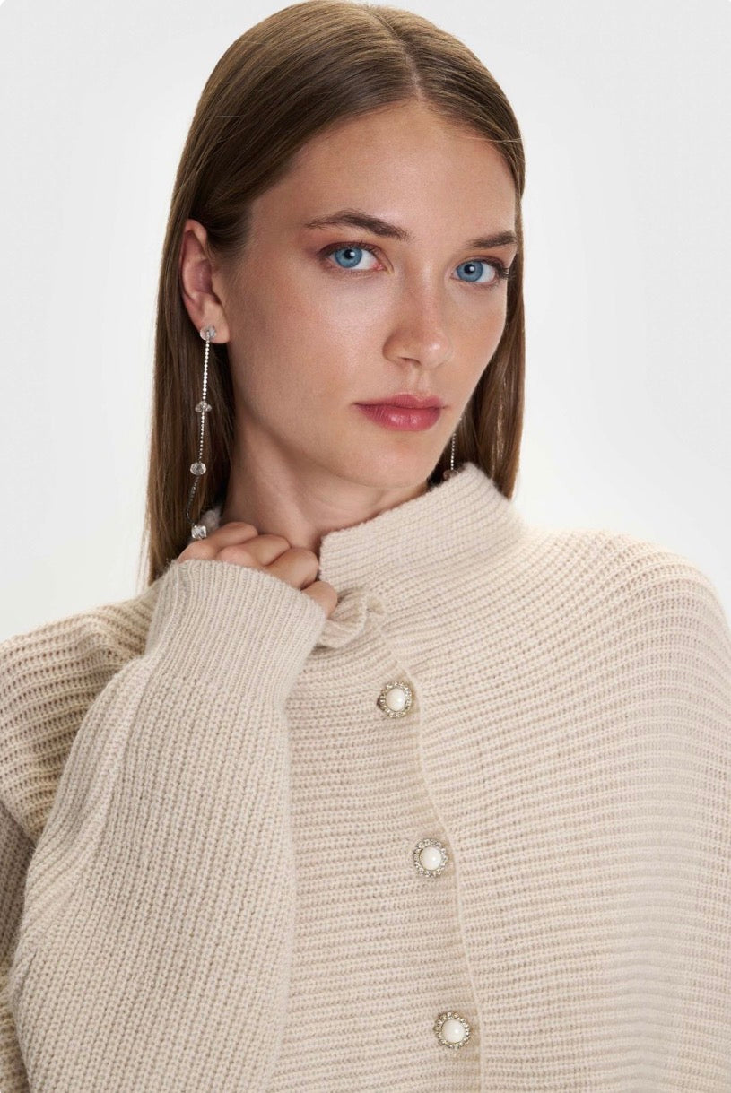 ALE - Cardigan i shkurter bezhe dhe i zi