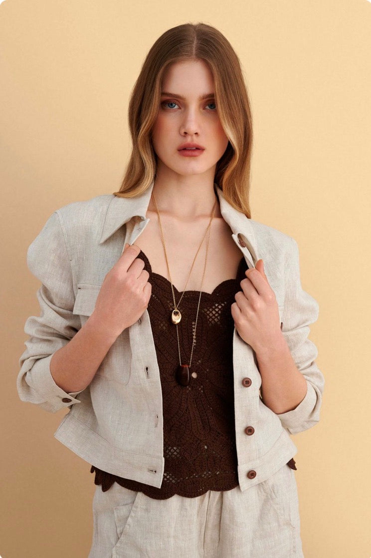 attrattivo - Xhakete lino bezhe me xhepa