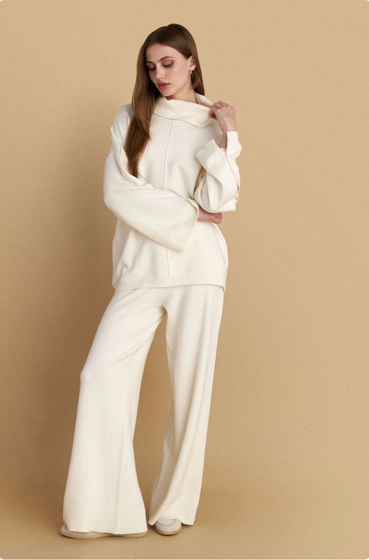 attrattivo - Set deve pulover dhe pantallona ne ngjyren bezhe dhe kafe