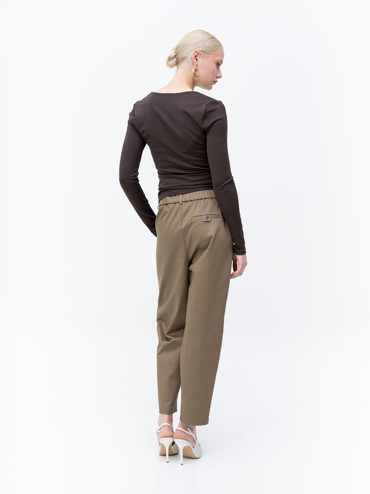 ONLY - Pantallona kafe me prerje te lirshme