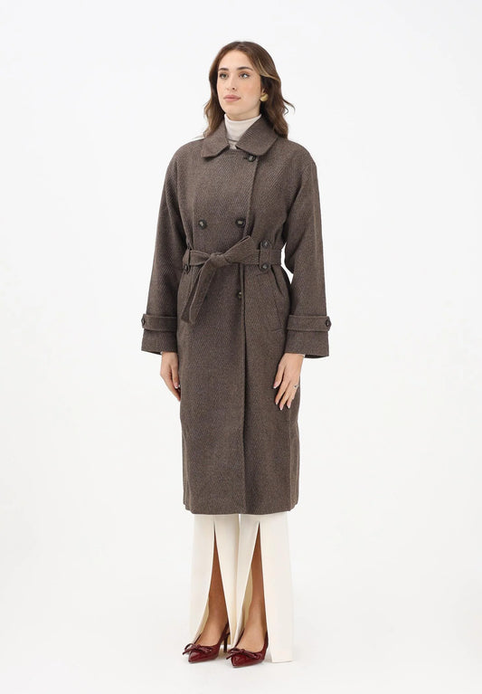 ONLY - Pallto kafe stofi e gjate