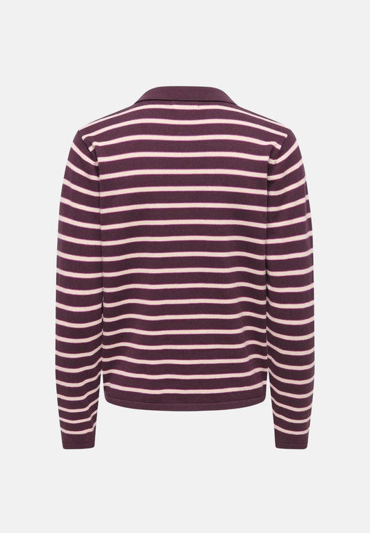 ONLY JDY - Bluze polo me vija ne ngjyren vishnje dhe kafe