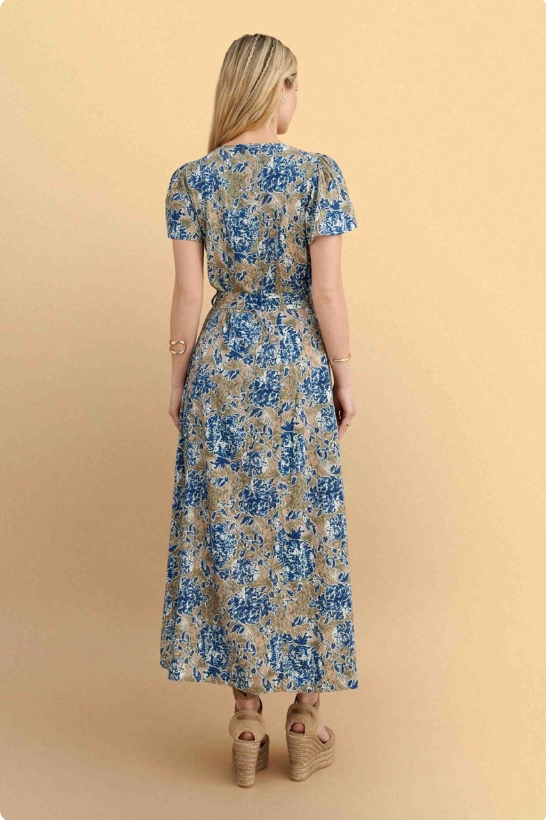 attrattivo - Fustan me rrip dhe printe florale