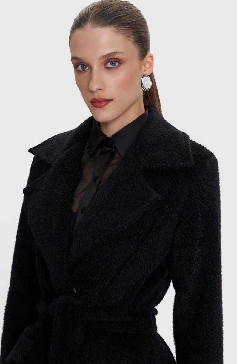 ALE - Pallto e gjate kafe dhe e zeze me xhepa