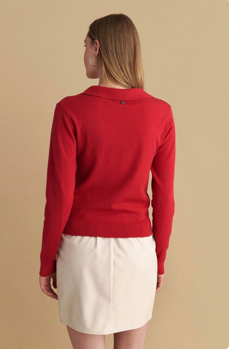 attrattivo - Bluze vishnje ,bezhe ,blu, e zeze  dhe e kuqe me jake V