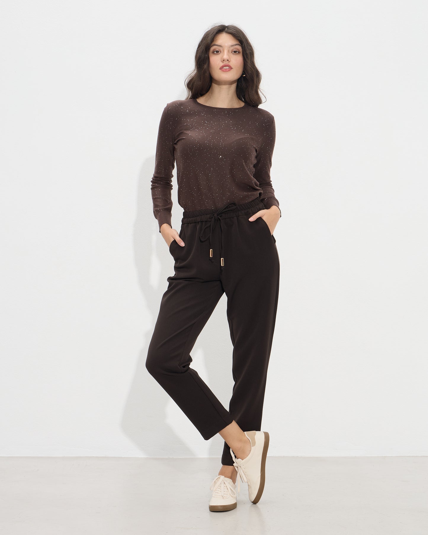 Passager - Pantallona kafe dhe te zeza prerje e drejte me llastik ne bel