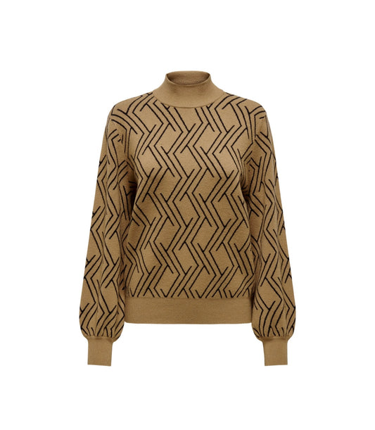 ONLY - Pulover kafe dhe e zeze me motive