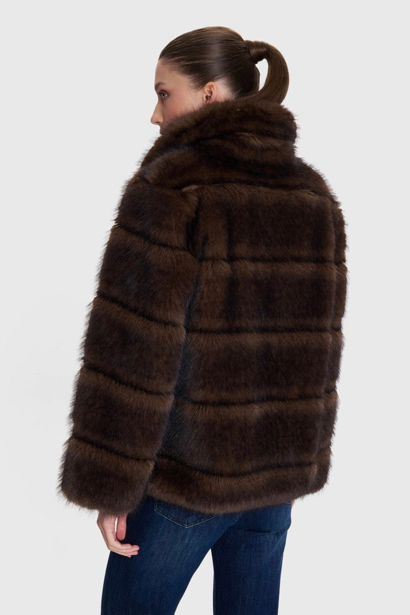 ALE - Pallto e shkurter kafe me pellush