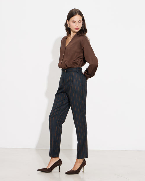 Passager - Pantallona blu ne prerje te drejte dhe me vija