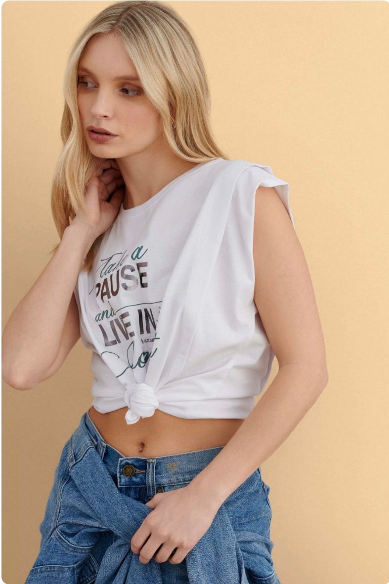 attrattivo - Bluze pambuku blu dhe e bardhe me printe