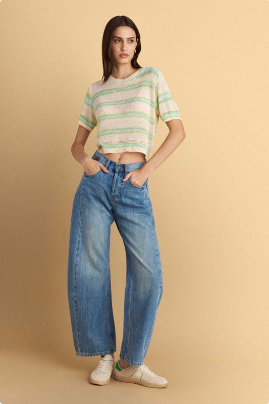 attrattivo -  Pantallona  xhins  blu ne prerje te gjere