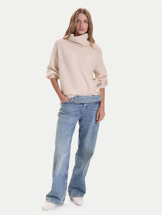 ONLY - Pulover roze dhe bezhe me golf