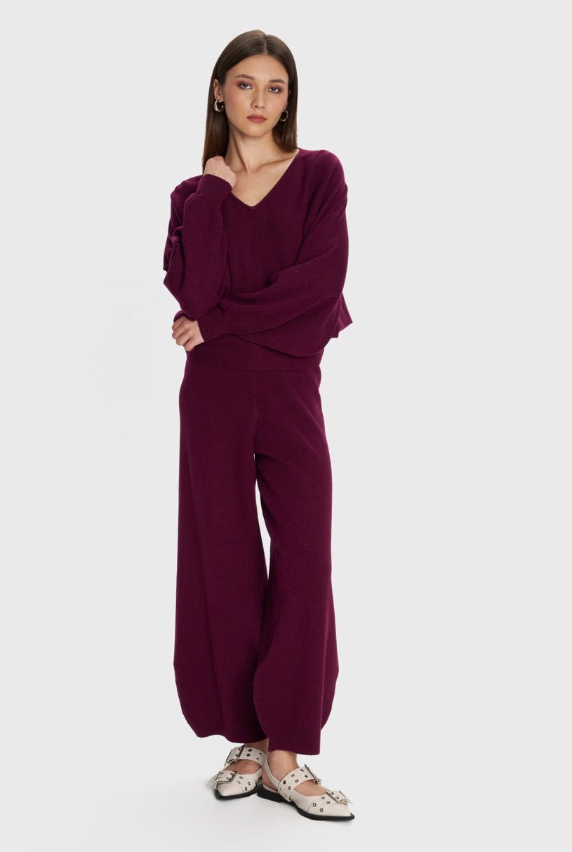 ALE - Pulover vishnje dhe gri me jake V