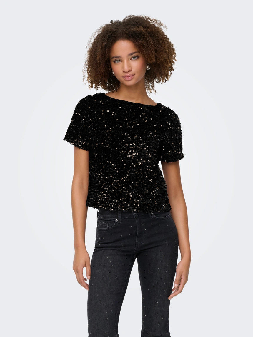 ONLY - Bluze vishnje, e zeze dhe gold me temina