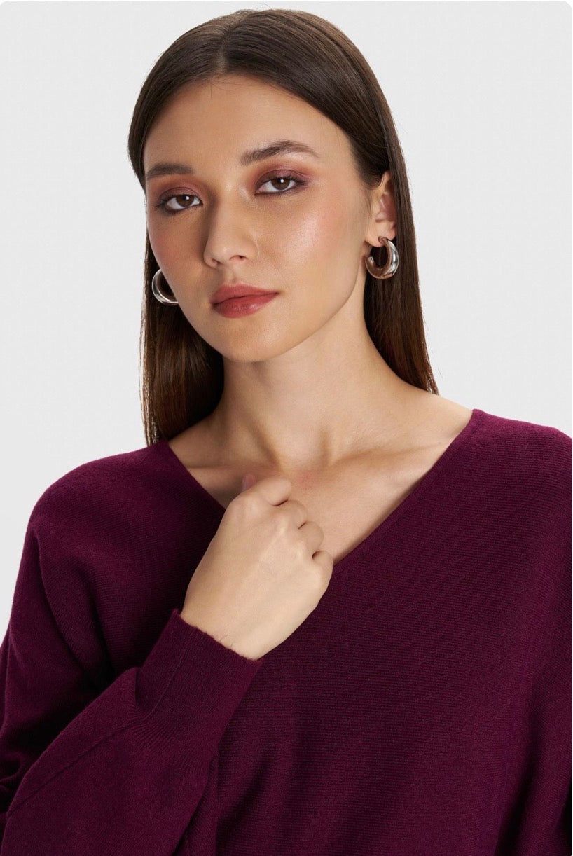 ALE - Pulover vishnje dhe gri me jake V