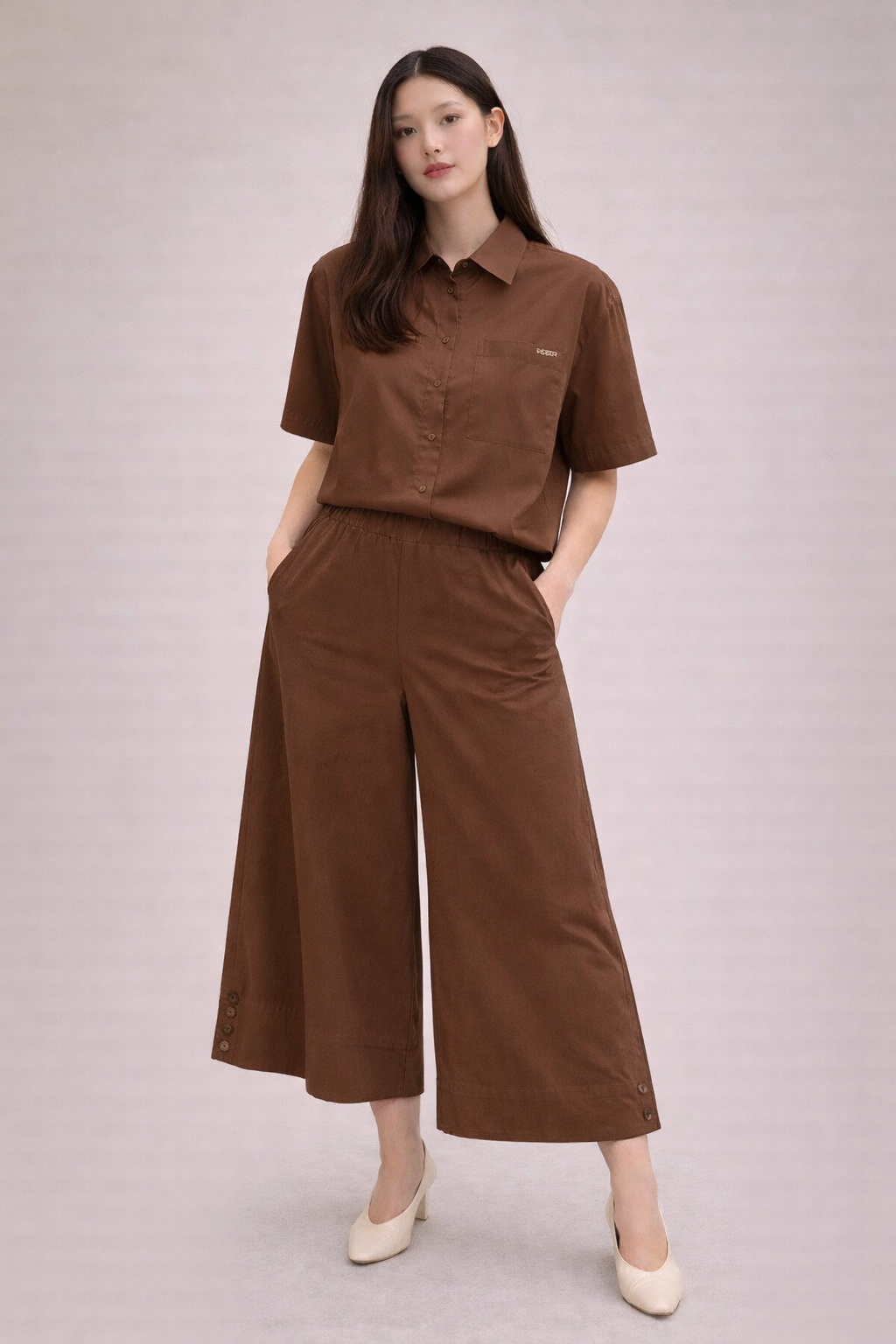 Passager - Set pantallona dhe kemishe kafe dhe e zeze