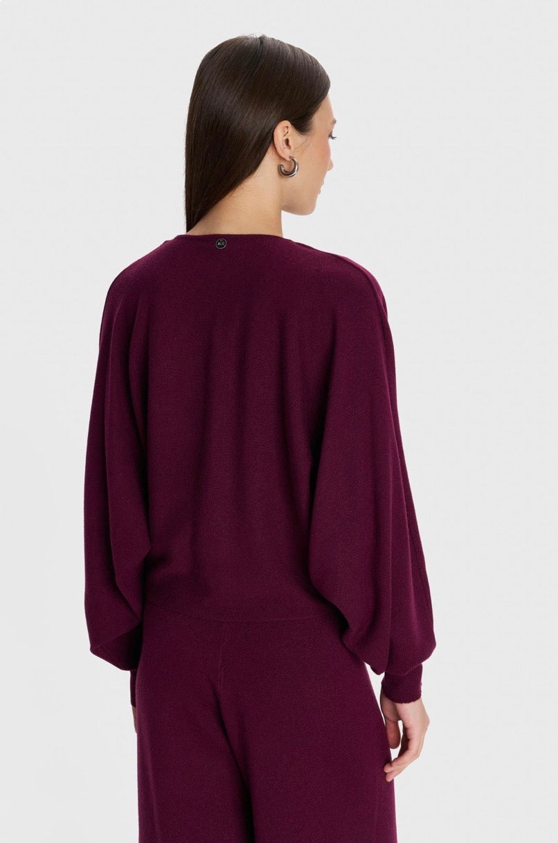 ALE - Pulover vishnje dhe gri me jake V