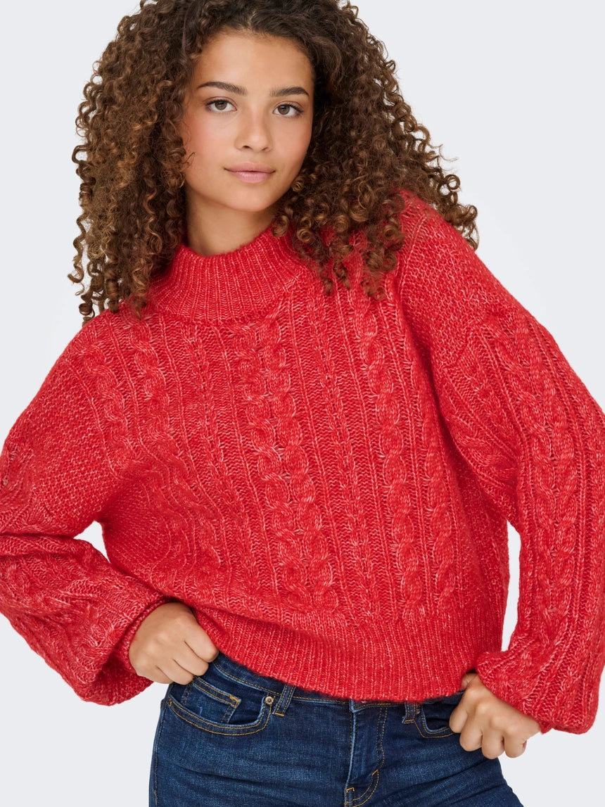 ONLY - Pulover e kuqe dhe kafe me thurje