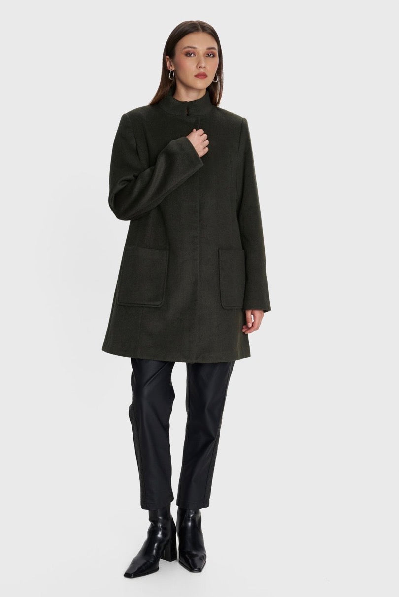 ALE - Pallto e shkurter jeshile dhe e zeze me xhepa perpara