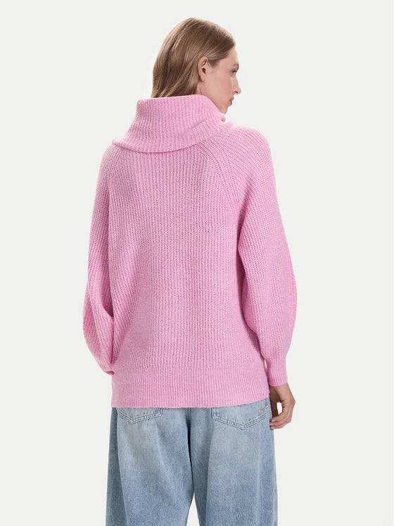 ONLY - Pulover roze dhe bezhe me golf