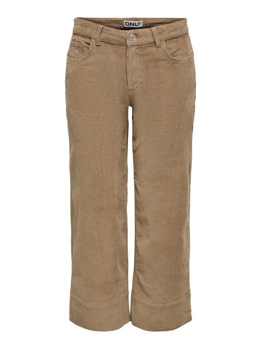 ONLY - Pantallona trecerekshe kadife bezhe