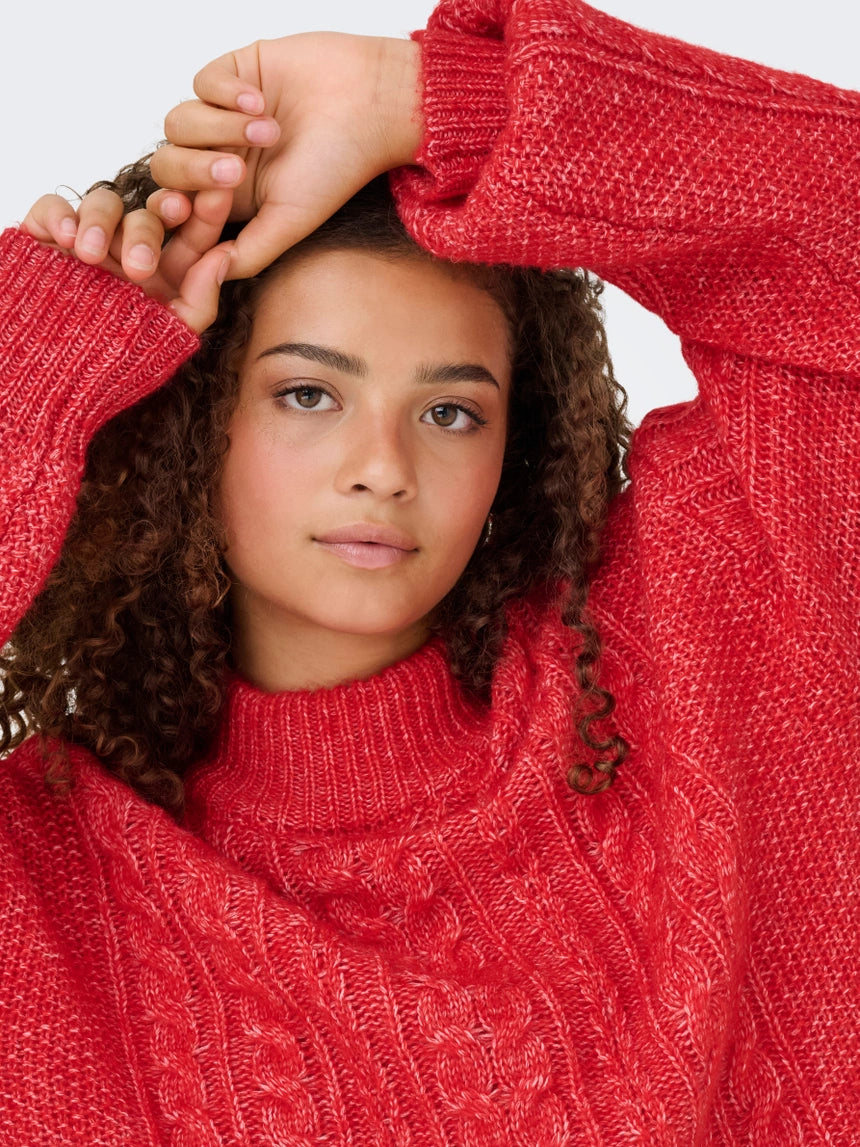 ONLY - Pulover e kuqe dhe kafe me thurje