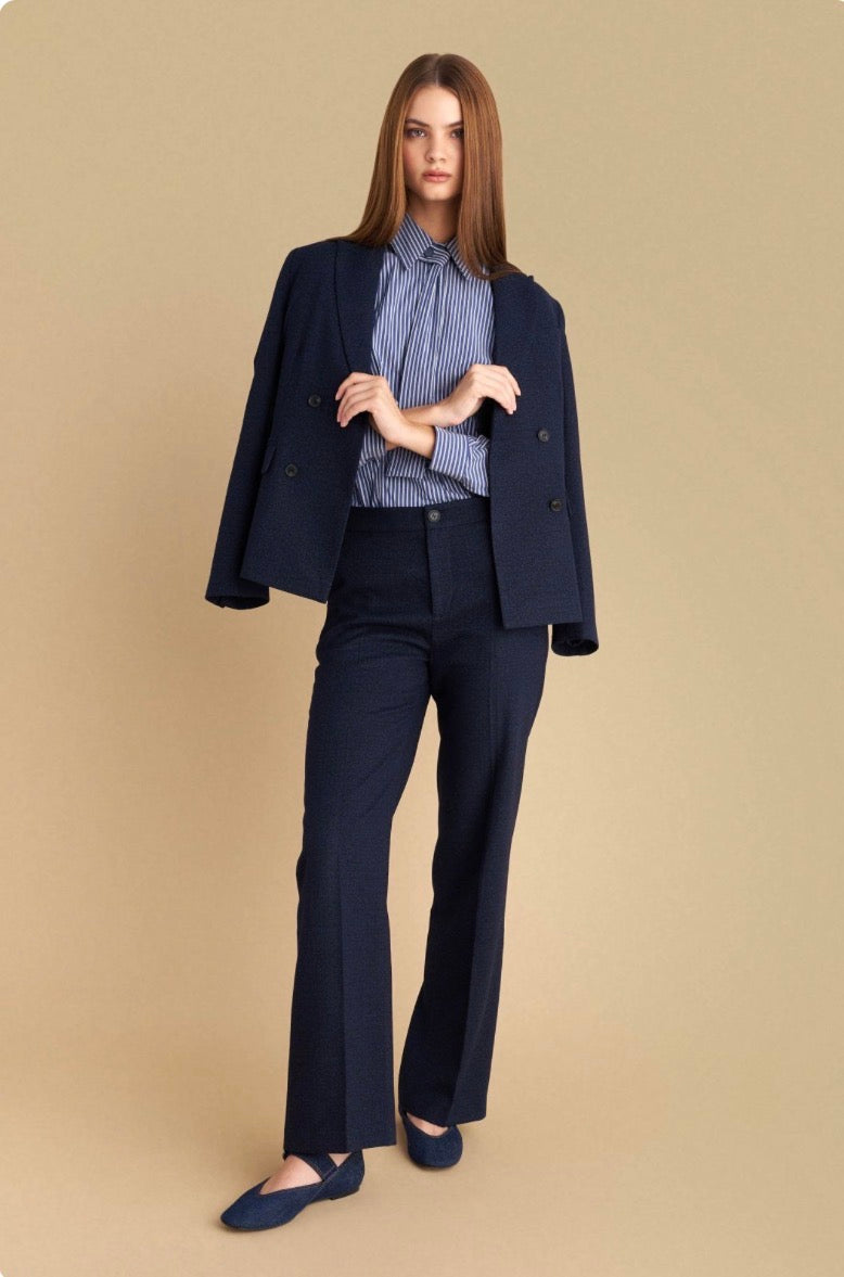attrattivo - Kostum stofi blu xhakete dhe pantallona ne prerje te drejte