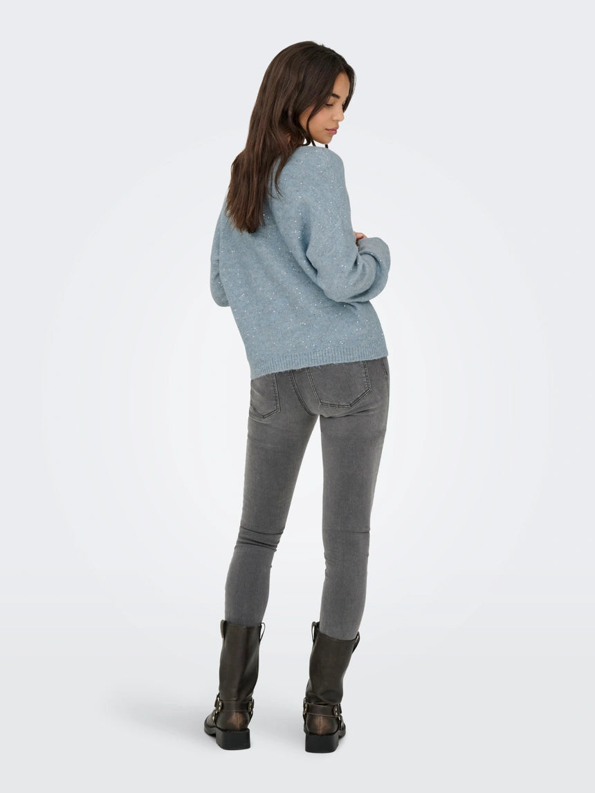 ONLY - Pulover roze , blu dhe gri me detaje xixash