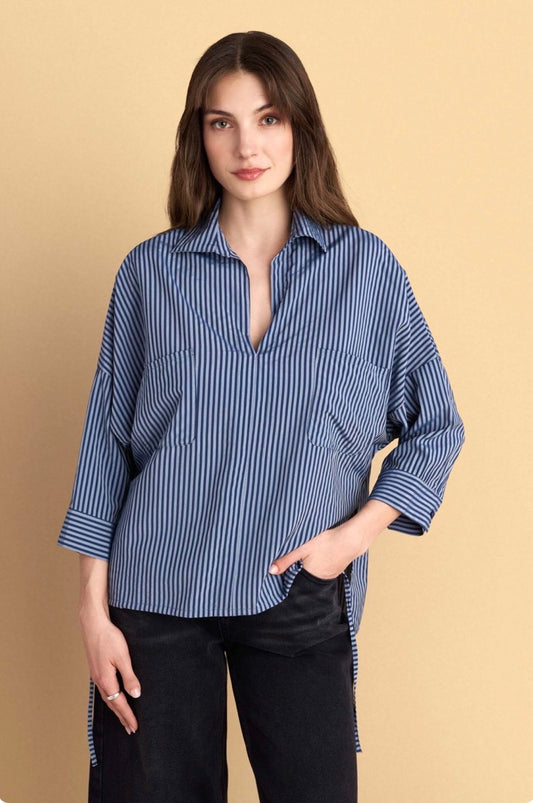 attrattivo - Kemishe blu me vija dhe xhepa